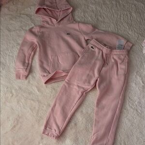 Lacoste Kids Pink Sweatpants and Hoodie Set